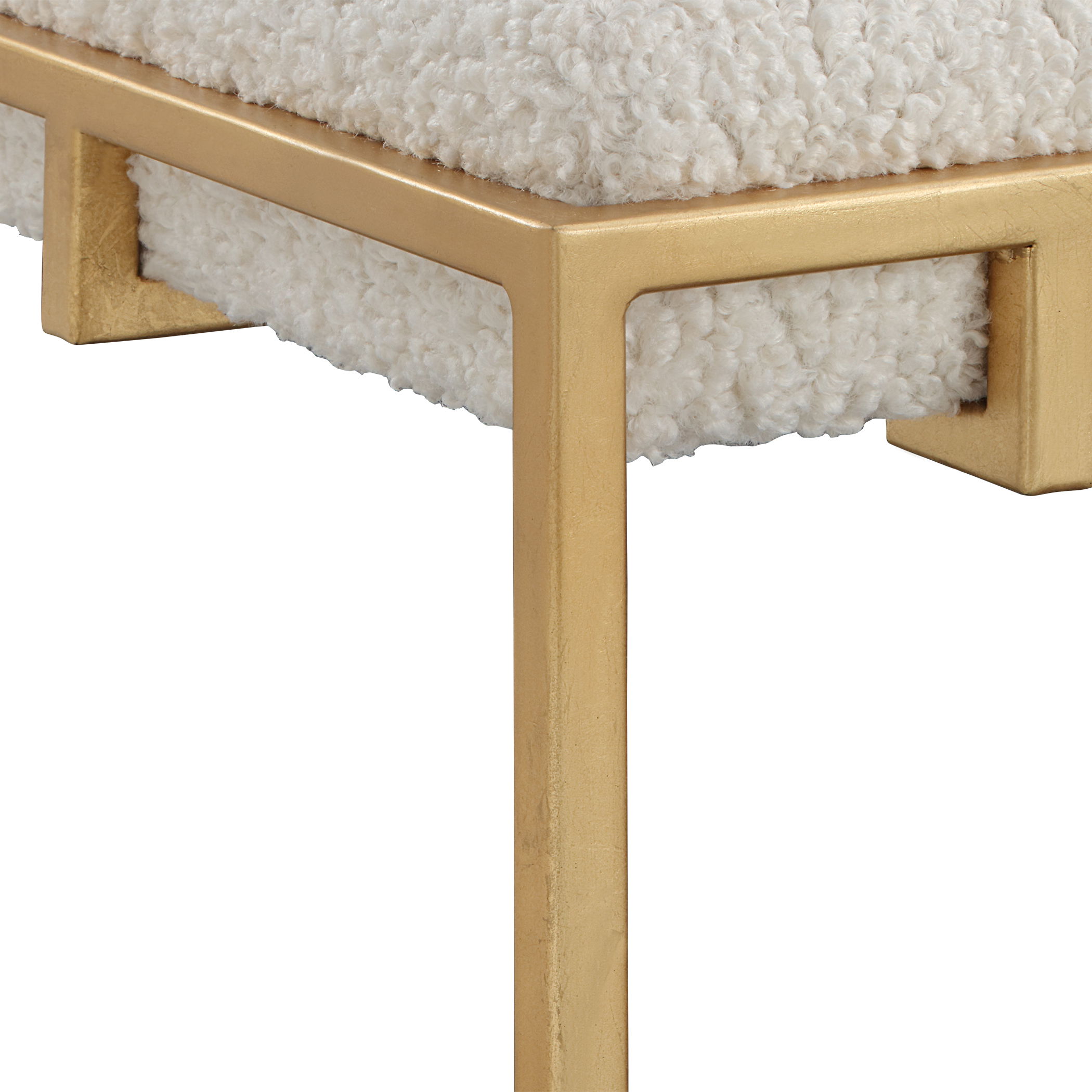 Paradox Small Gold & White Shearling Bench large image 