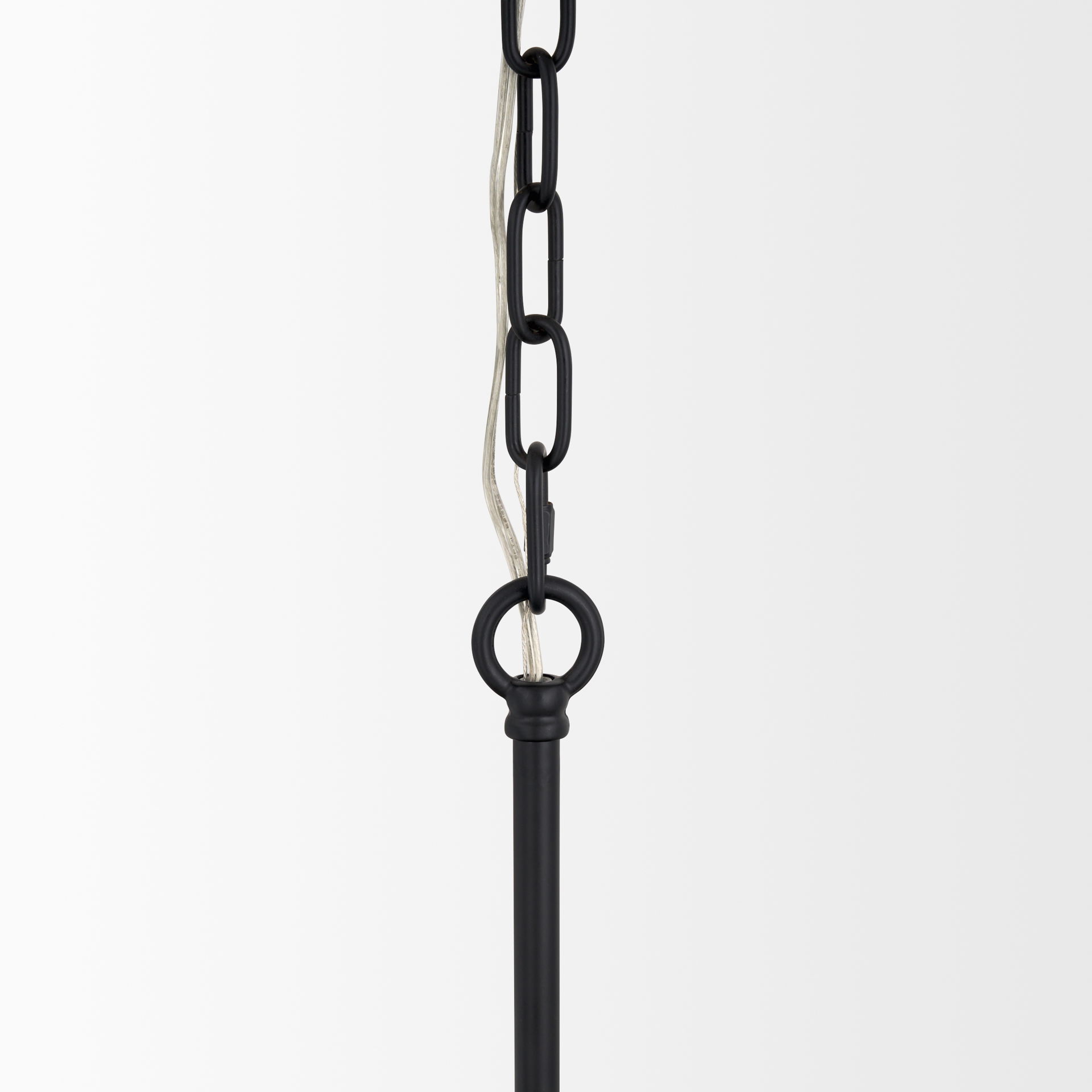 Edie Matte Black Metal with Frosted Glass Globes 6-Light Chandelier, by Mercana, 29.92" length x 29.92" width x 24.02" height View 7