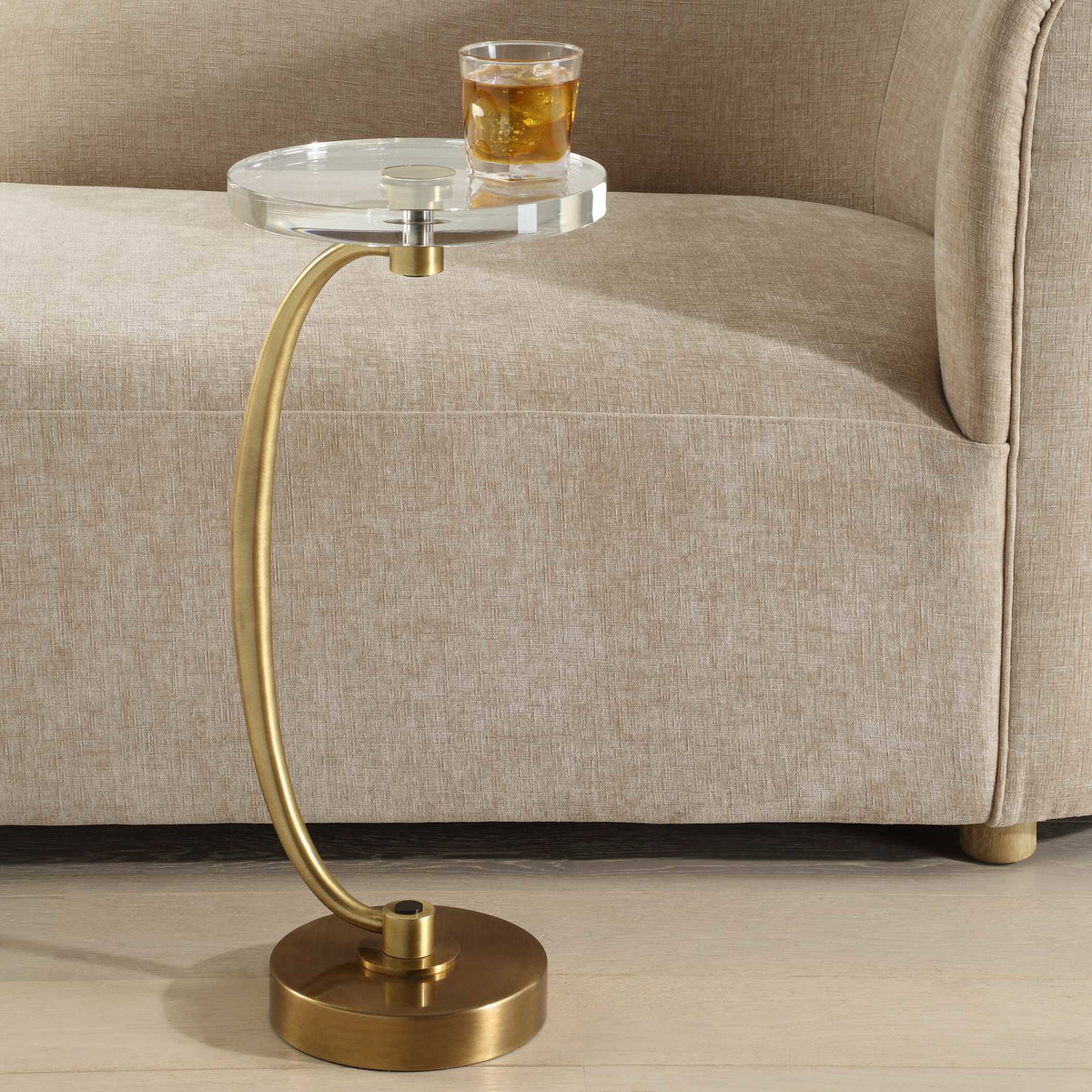 Waveney Brass Drink Table, Side & End Table by Uttermost, 11.5" width x 24" height x 11.5" depth View 4
