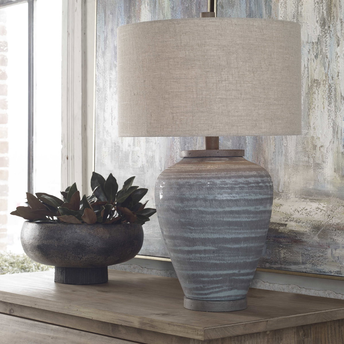 Pelia Light Aqua Table Lamp, by Uttermost, 1'5" width x 2'3.5" height x 1'5" depth View 9