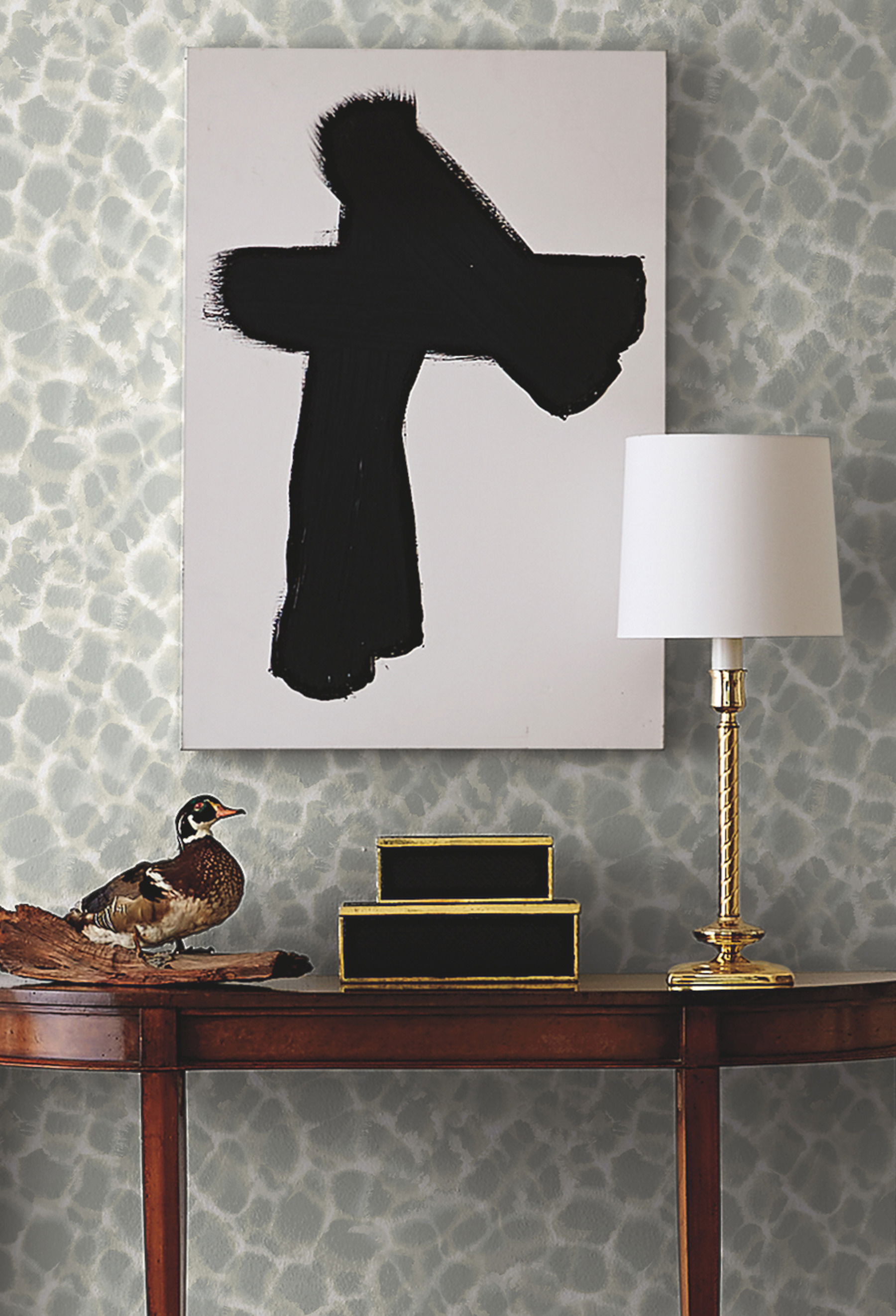 Leopard Rosettes Grey Wallpaper, by York Wall, 27' length x 2'3" width x 0.02" depth View 3