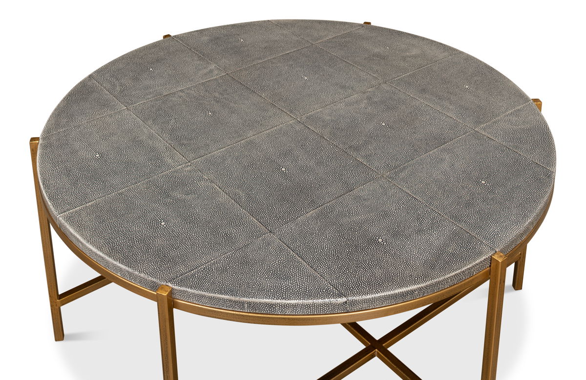 Grey Shagreen Coffee Table, by Sarreid, 2'10" length x 2'10" width x 1'4" height View 10