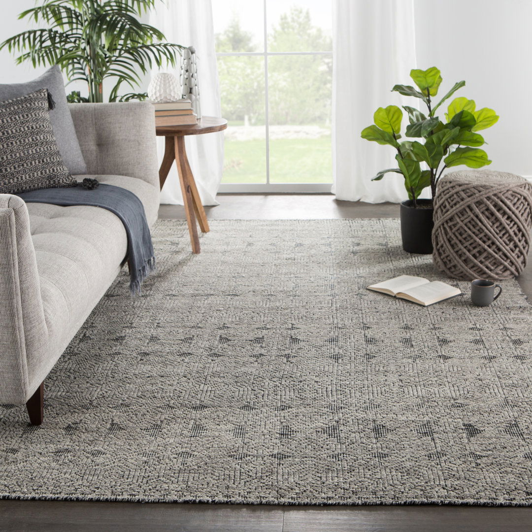 Abelle Hand-Knotted Tribal Gray/ Black Area Rug large image 