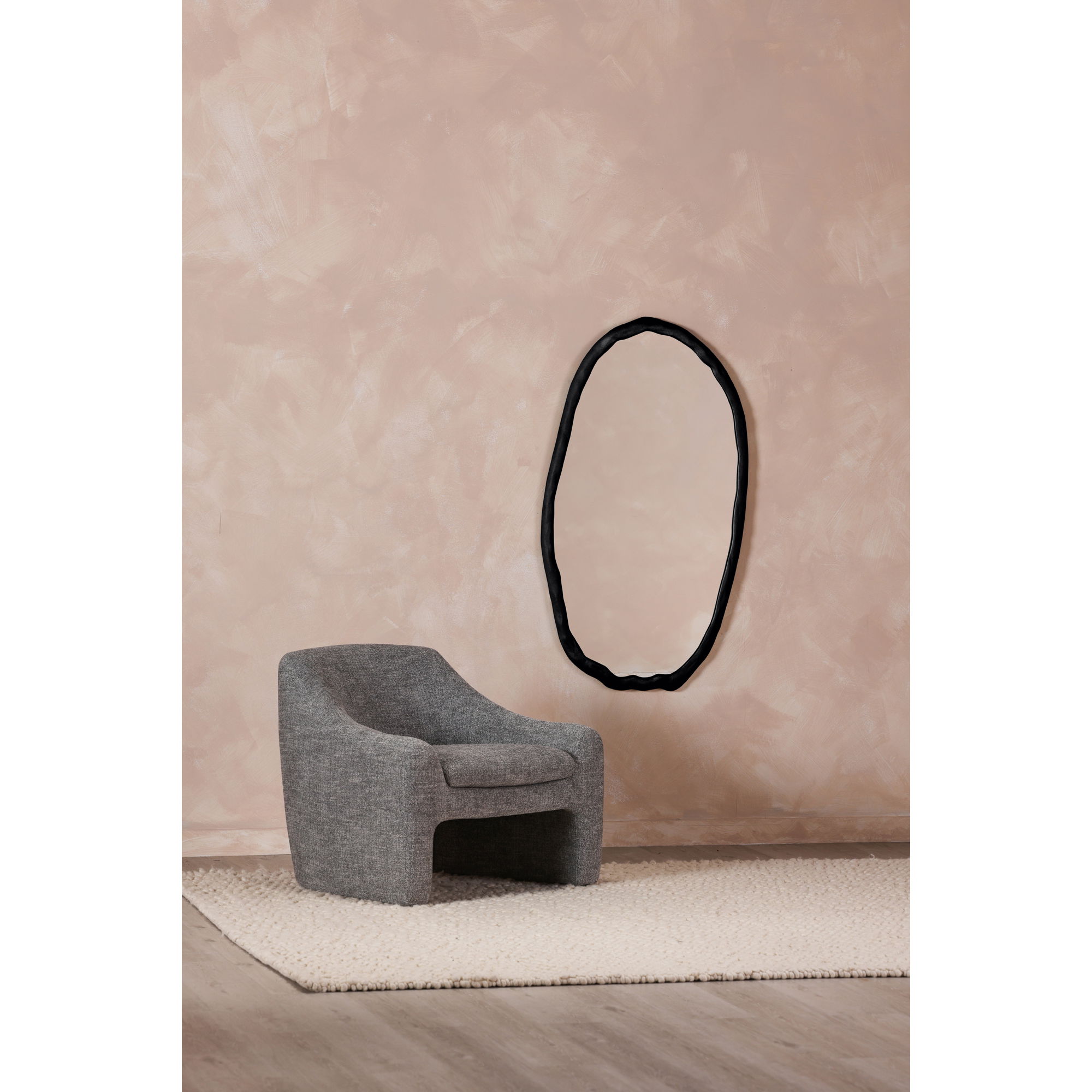 Foundry Oval Mirror Black large image 