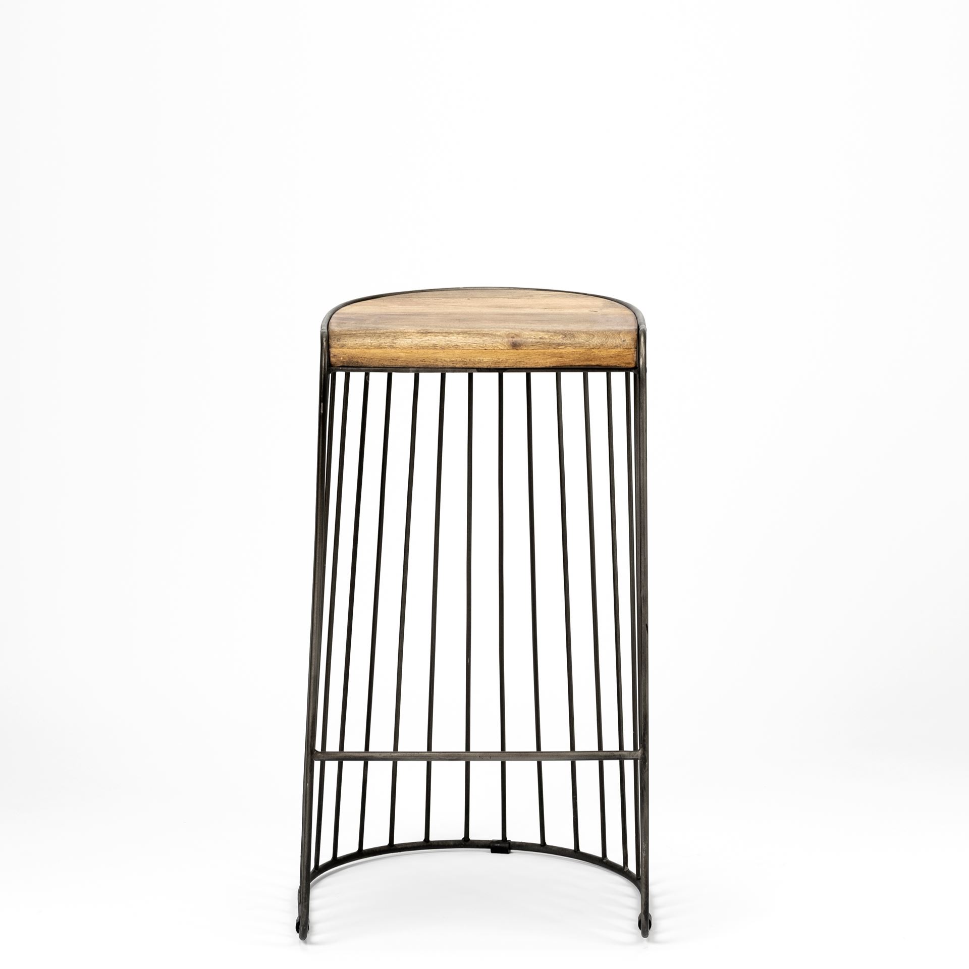 Seagram 30.5' Seat Height Brown Seat Black Metal Frame Stool large image 