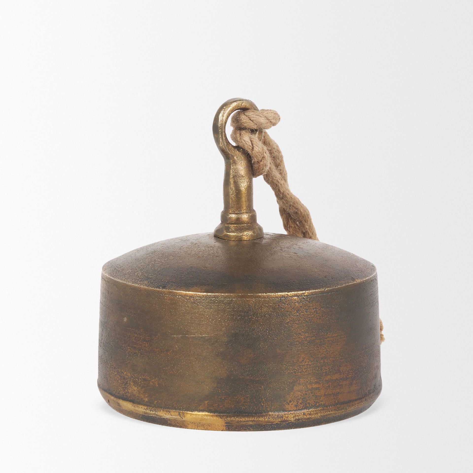 Quincy Large Gold Metal Decorative Bell Object, Decorative Object by Mercana, 7" length x 7" width x 7.75" height View 7