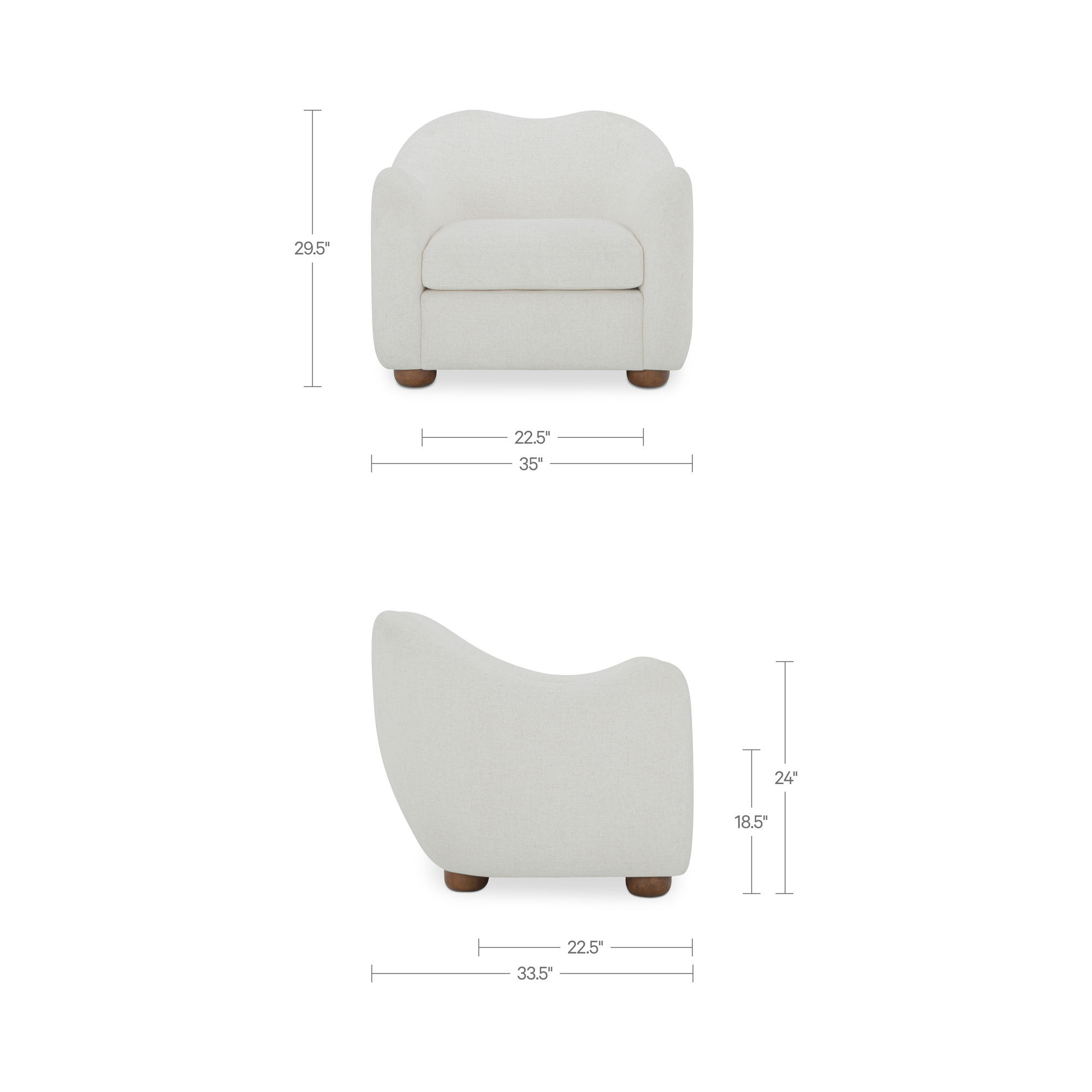 Bria Accent Chair Oatmeal, by Moe's Home, 35" width x 29.6" height x 33.25" depth View 7