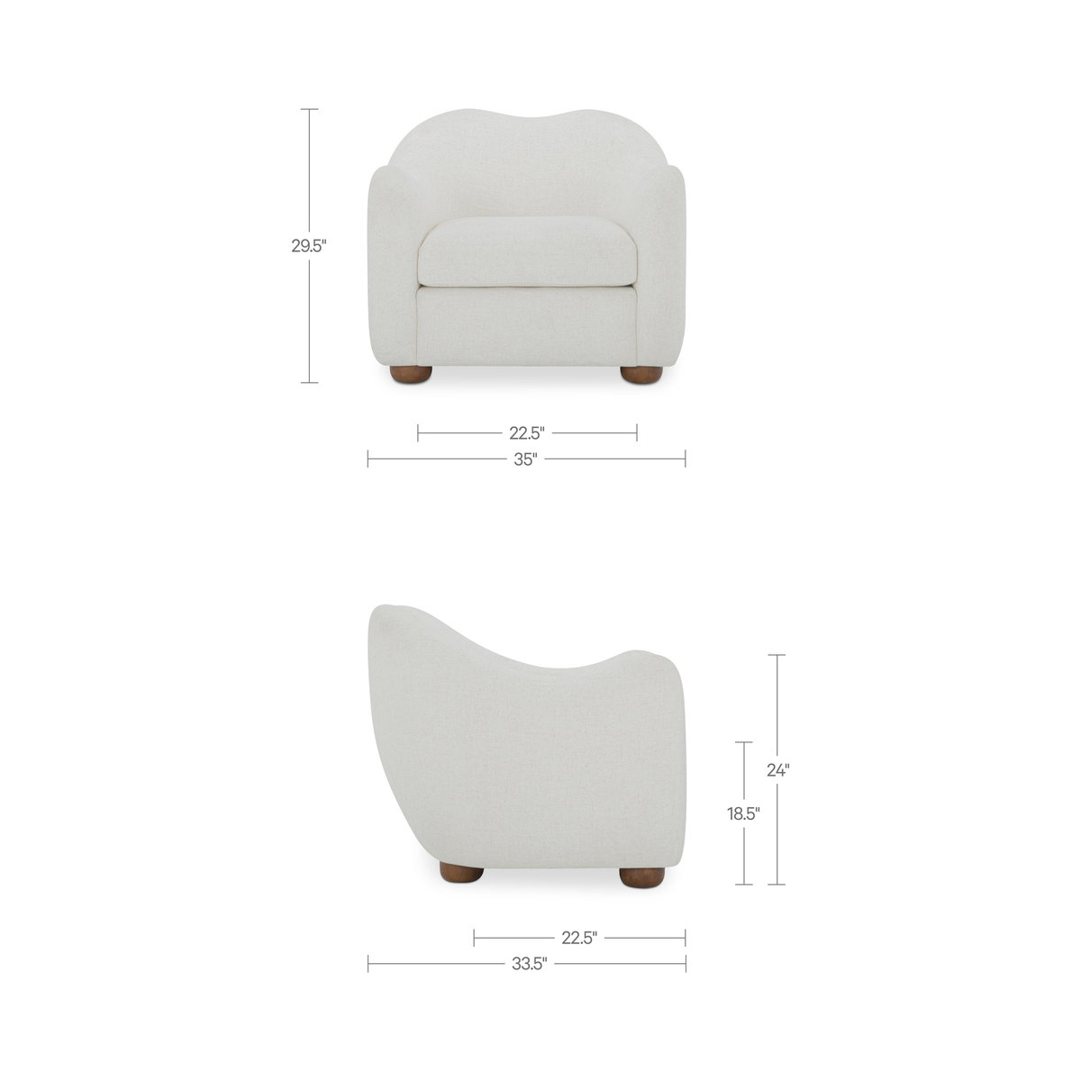 Bria Accent Chair Oatmeal, by Moe's Home, 35" width x 29.6" height x 33.25" depth View 7