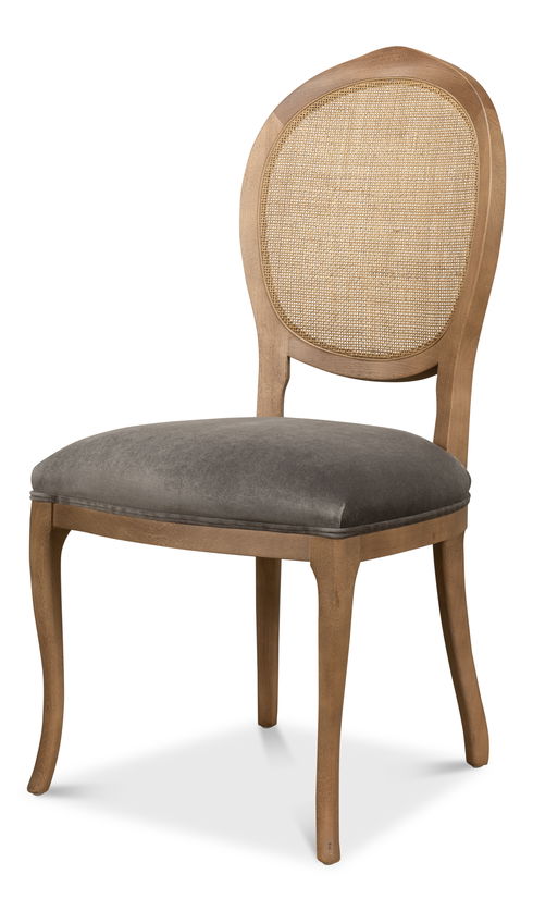 Oval Cane Back S/Chair, Drftwd,Charcoal