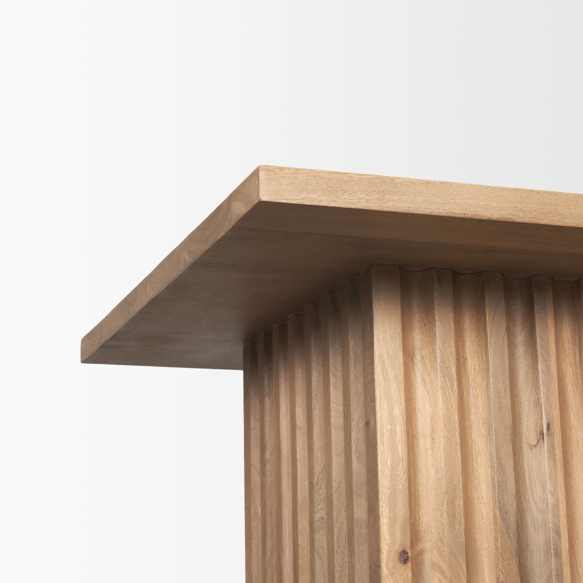 June Light Brown Wood with Fluting Square Side Table large image 