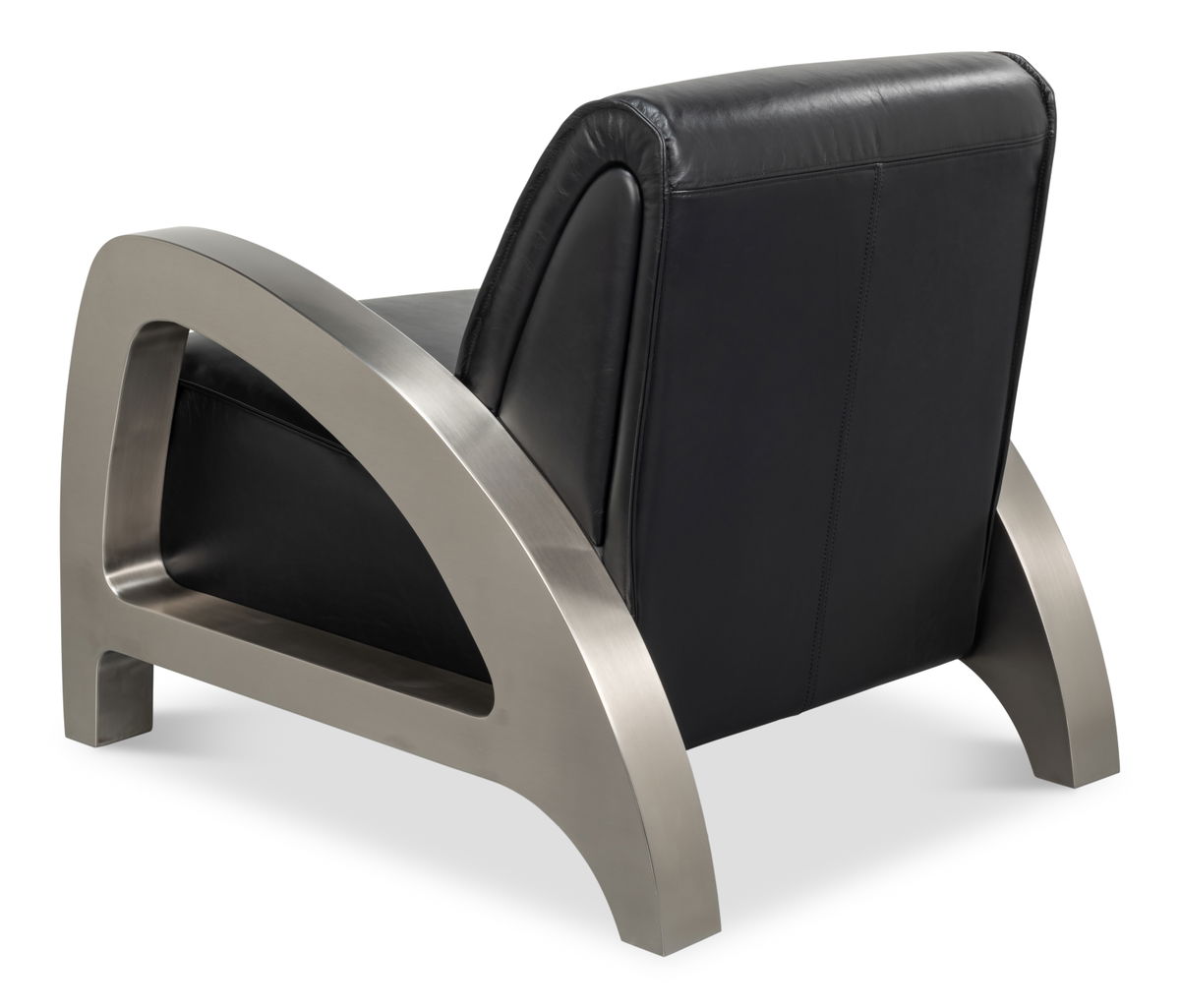 Carlisle Armchair  Leather Onyx Black, by Sarreid, 3'1" length x 2'5" width x 2'6" height View 11