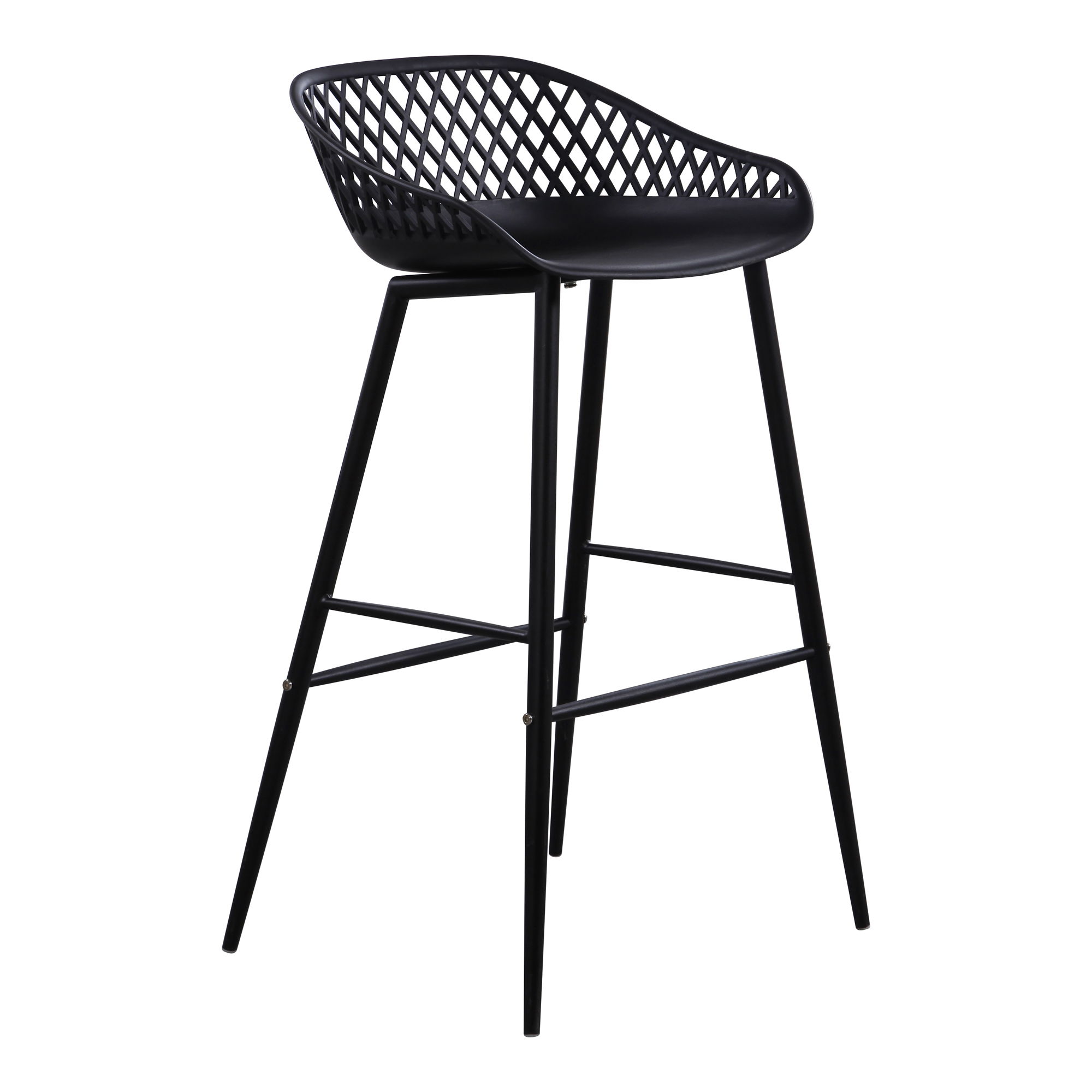 Piazza Outdoor Barstool Black - Set Of Two, Counter & Bar Stool by Moe's Home, 19.29" width x 37.2" height x 19.68" depth View 6