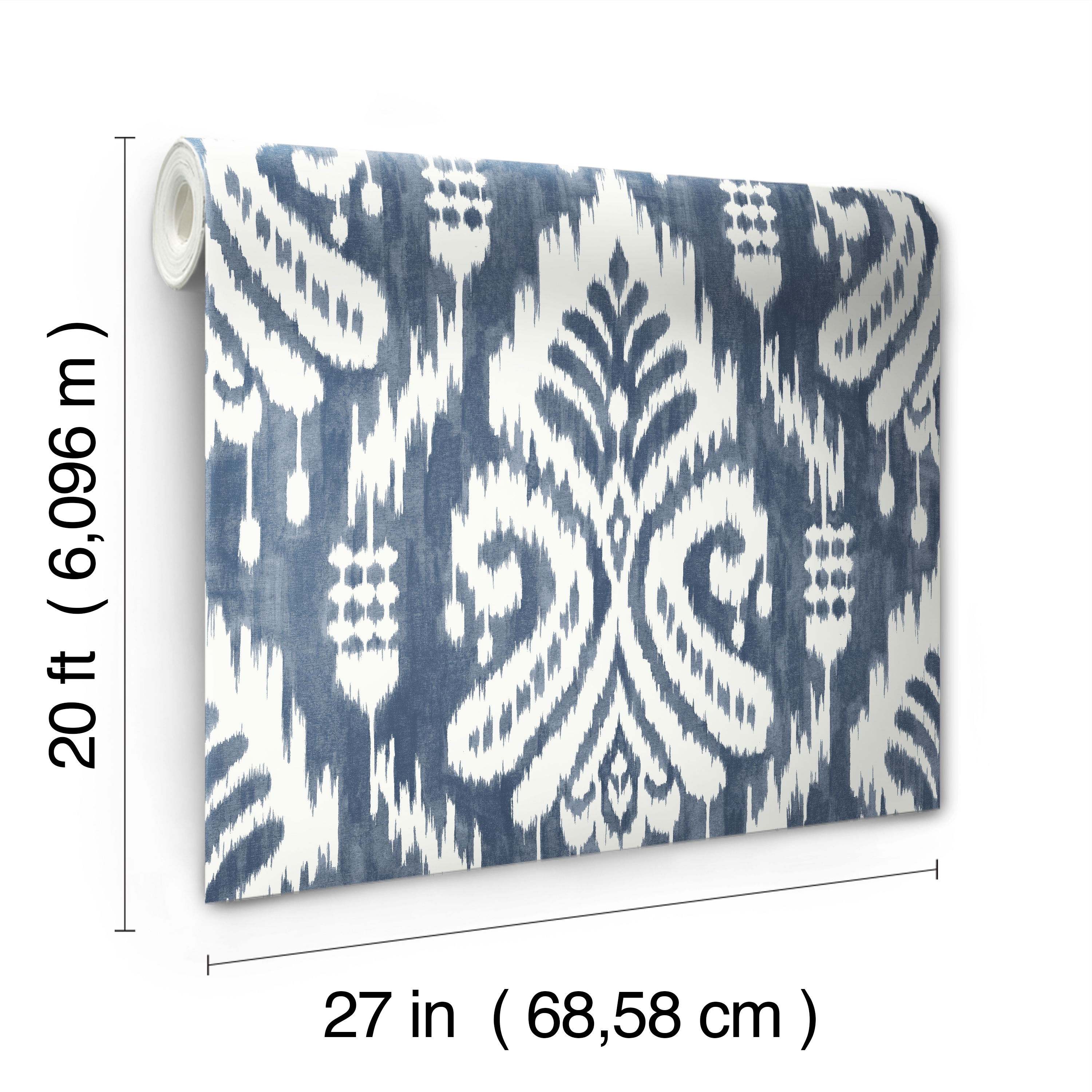 Hawthorne Ikat Blue Peel & Stick Wallpaper, by York Wall, 20' length x 2'3" width x 0.02" depth View 8