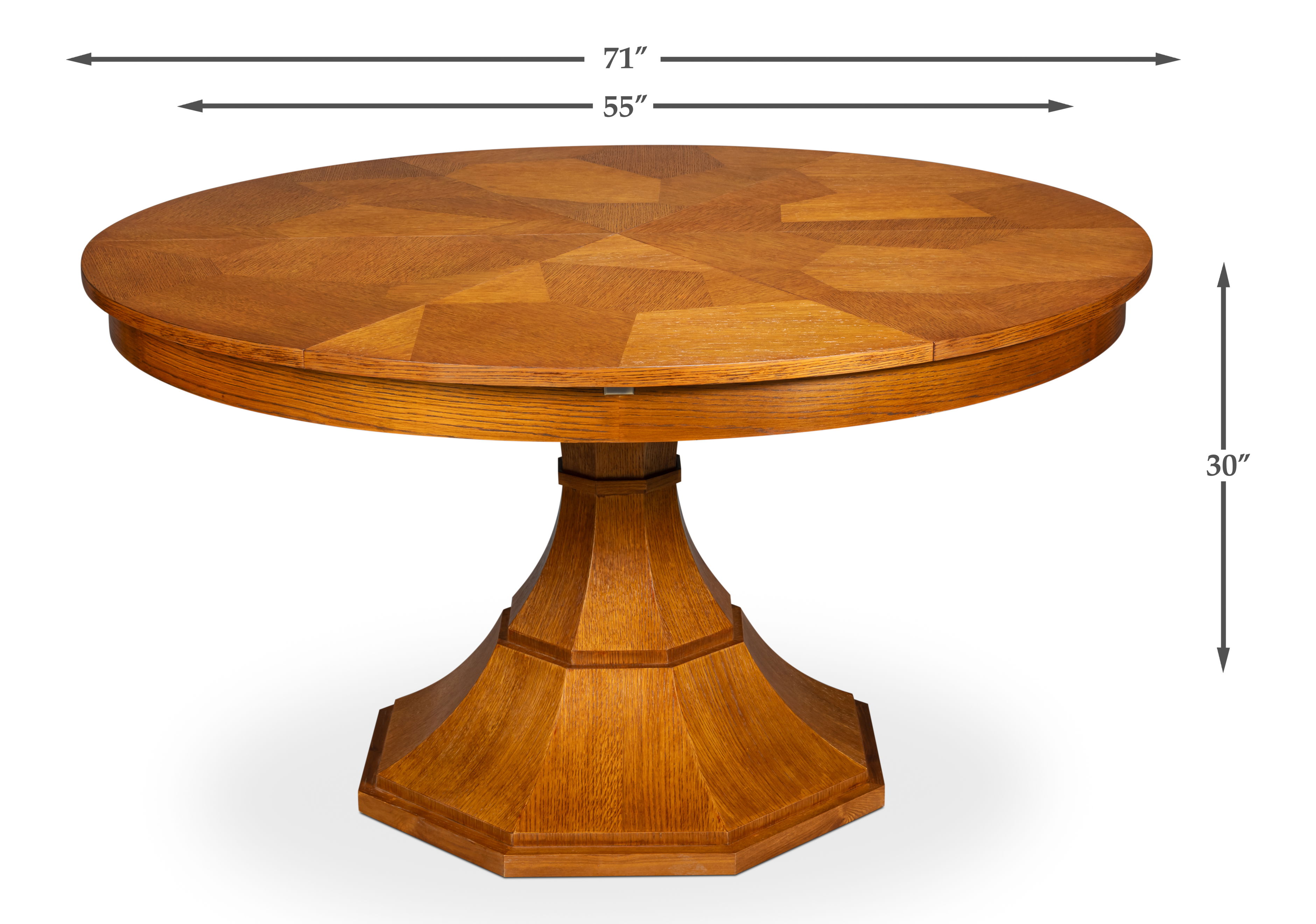 Giselle Jupe Table,Tobacco B,Medium, Dining Table by Sarreid, 55" length x 55" width x 30" height View 13