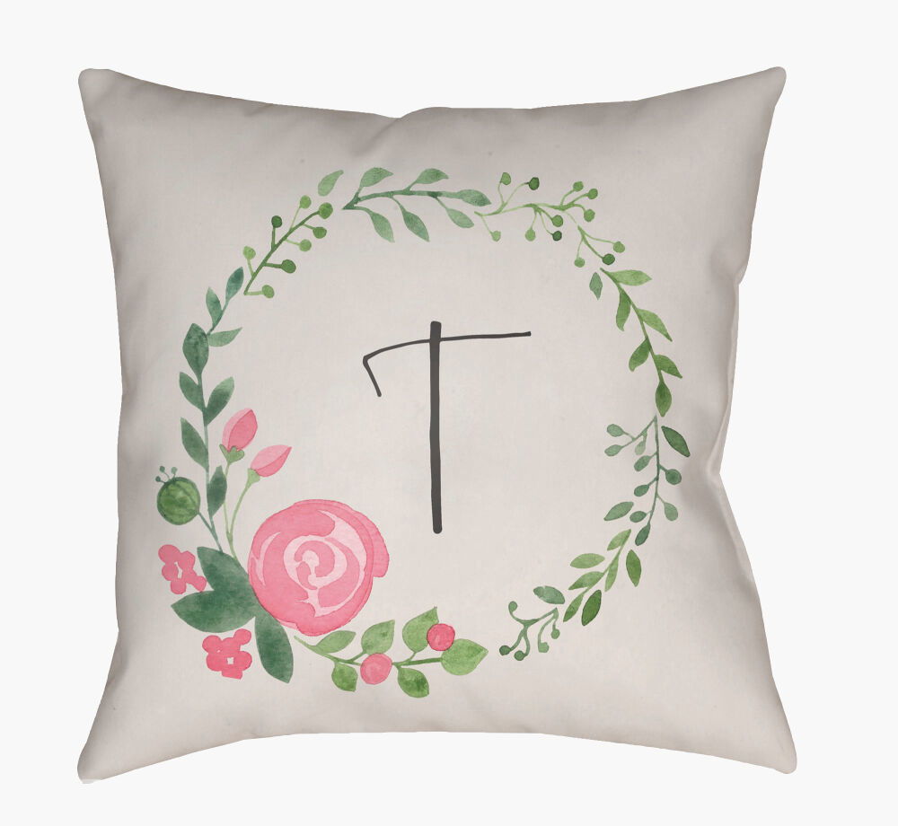 Initials II Accent Pillow, Decorative Pillow by Surya, 18" length x 18" width