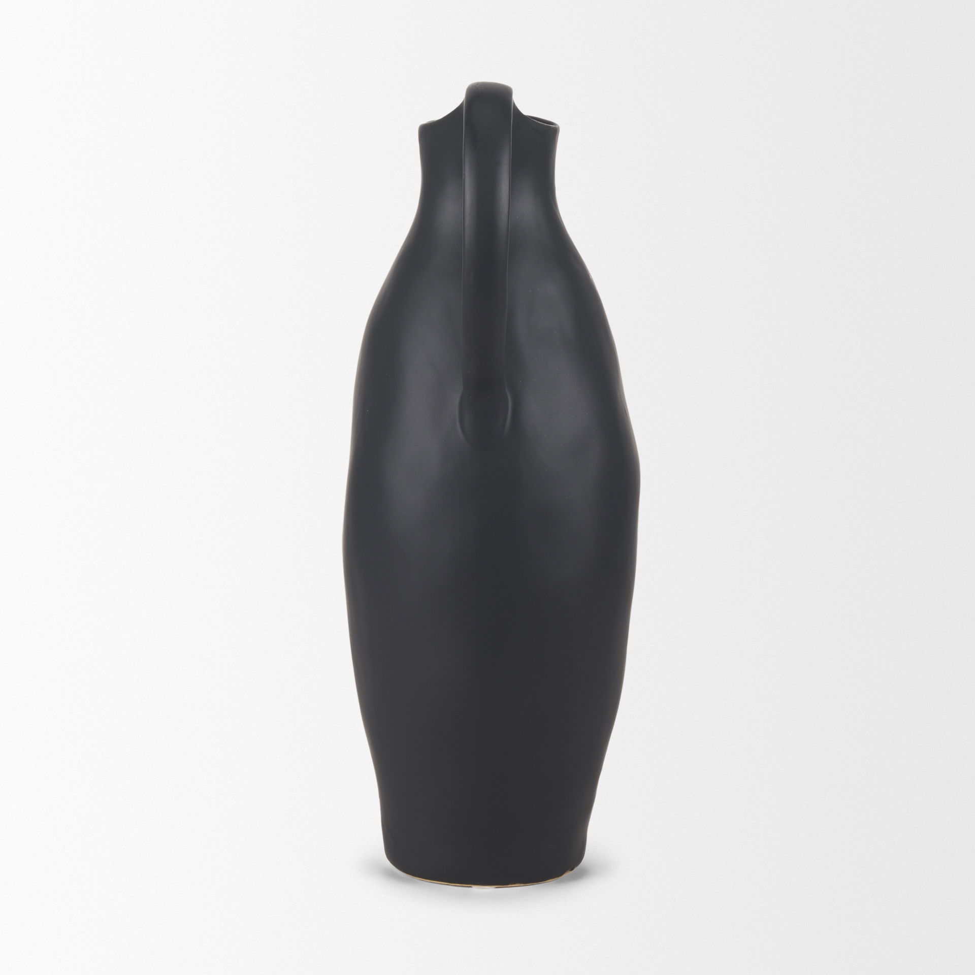 Valora Matte Black Ceramic Jug, Decorative Jar by Mercana, 7.09" length x 5.31" width x 14.76" height View 5