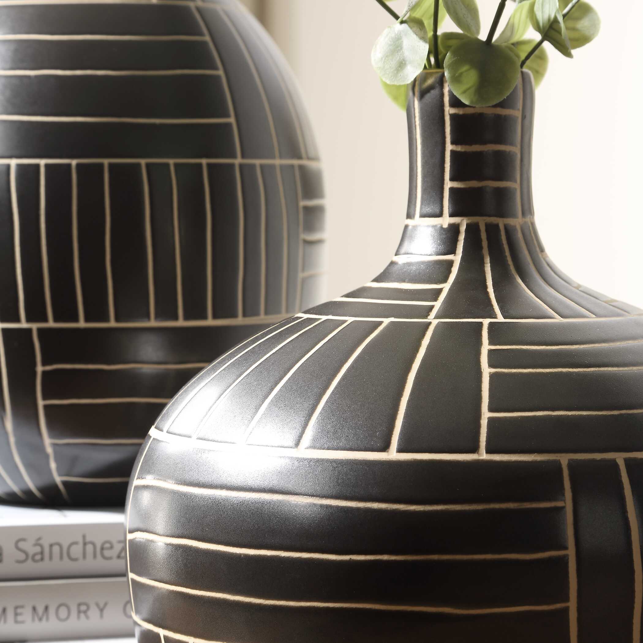 Graphite Stride Geometric Vases Set/2, Decorative by Uttermost, 7.75" width x 13.5" height x 7.75" depth View 4