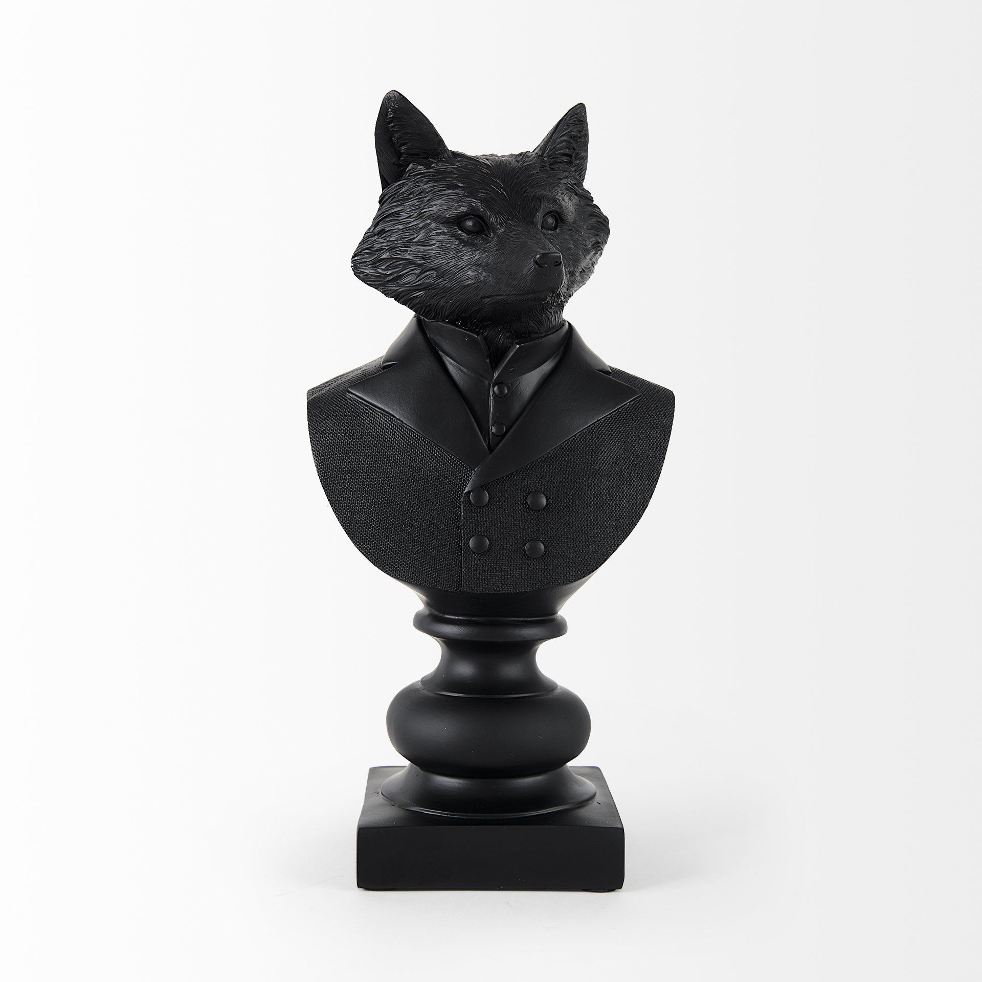 Murray  Black Painted Resin Fox in a Suit Bust large image 