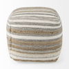 Aahana  White/Taupe/Gray Striped Hemp and Cotton Pouf, Ottoman by Mercana, 16" length x 16" width x 16" height thumbnail 6