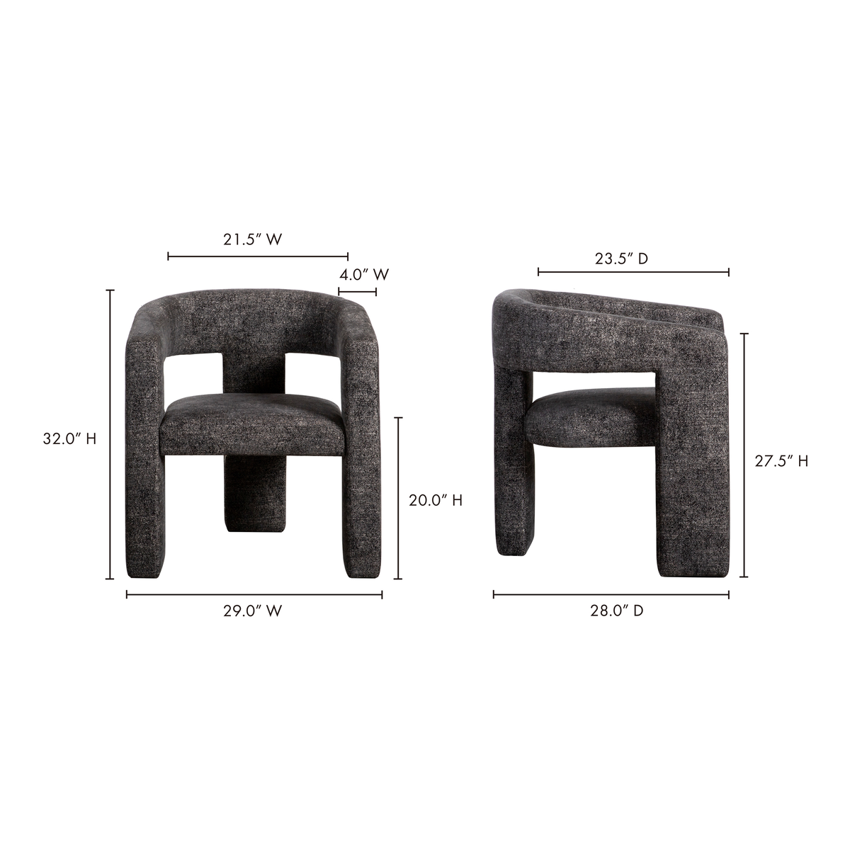 Elo Chair Black, Accent Chair by Moe's Home, 29" width x 32" height x 28" depth View 13