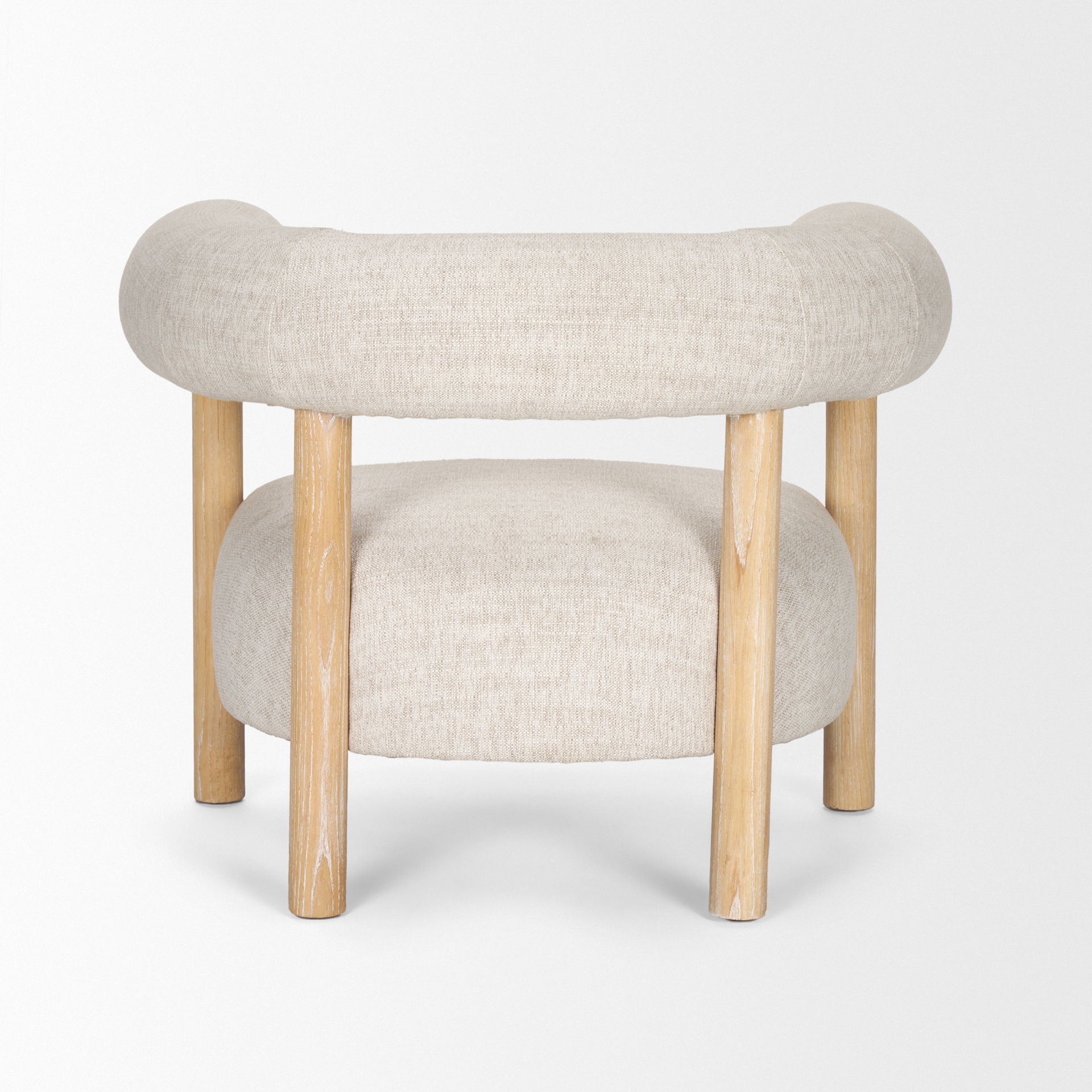 Gianna Open Back Light Brown Wood with Oatmeal Fabric Accent Chair, by Mercana, 37.4" length x 30.71" width x 28.35" height View 5