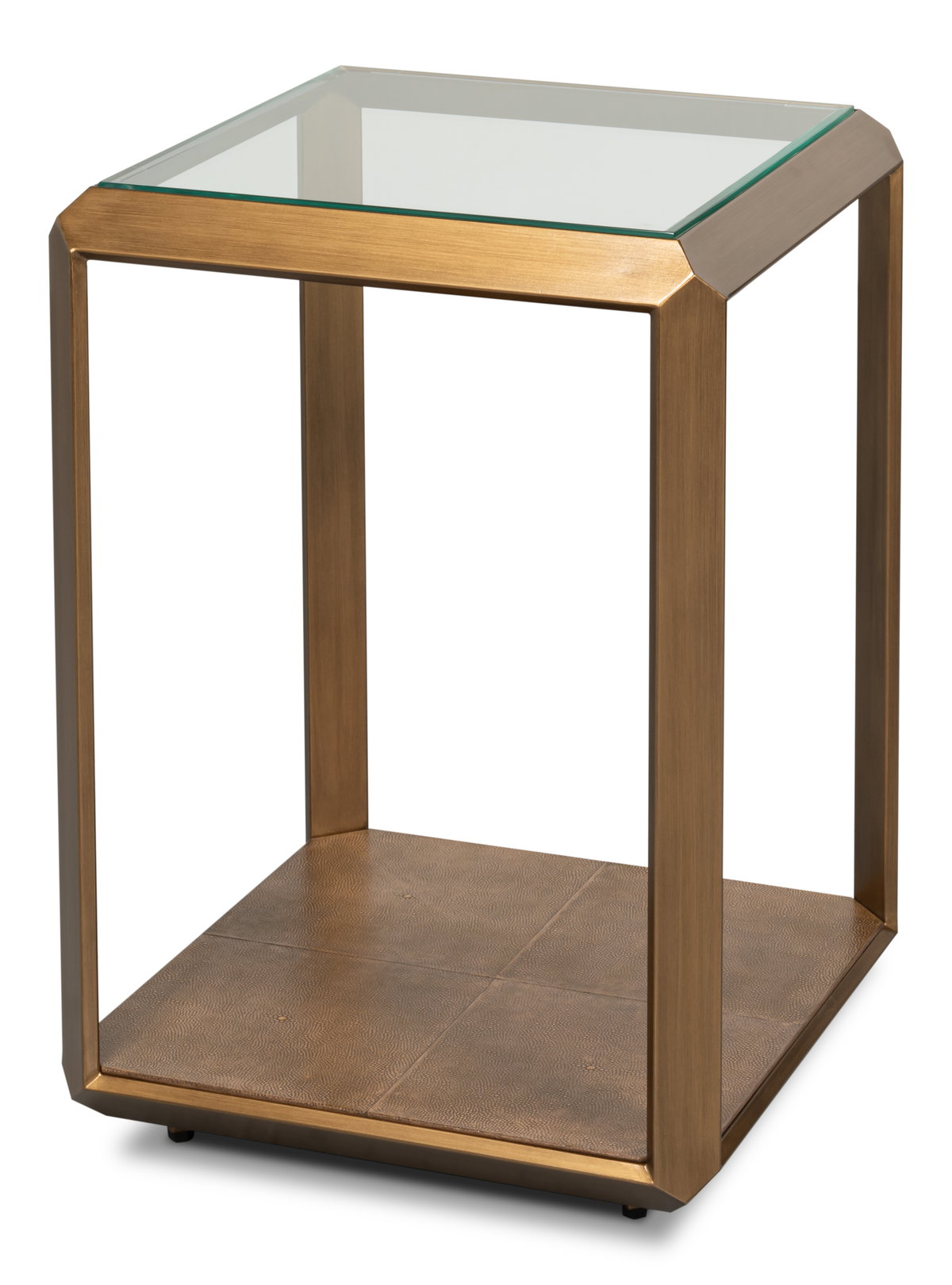 Gilbert Shagreen Side Table  Tawny Brown, by Sarreid, 1'6" length x 1'6" width x 2' height View 1