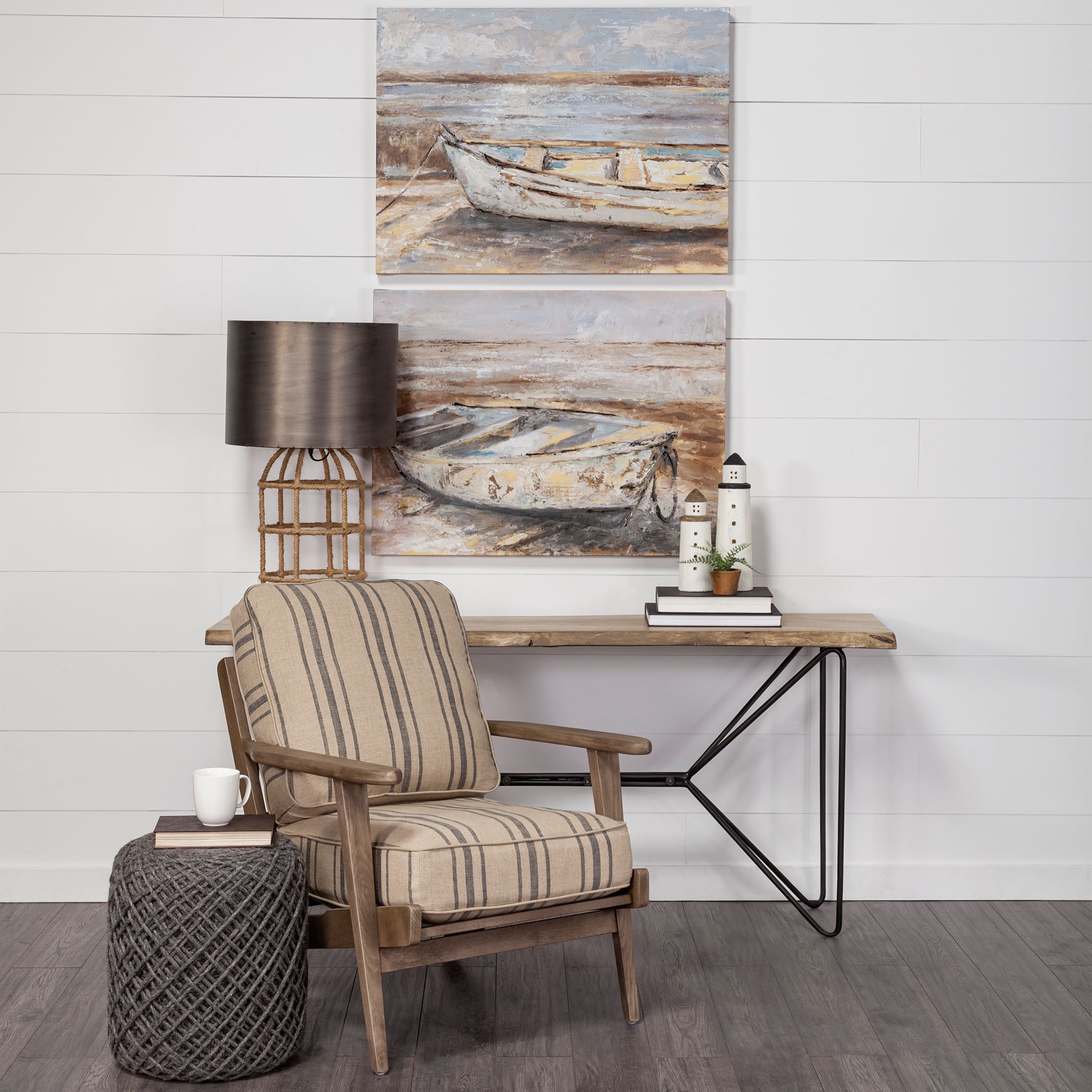 Abner (Large) 4L x 4W White Wooden Coastal Lighthouse, Decorative Object by Mercana, 3.86" length x 3.86" width x 13.39" height View 2