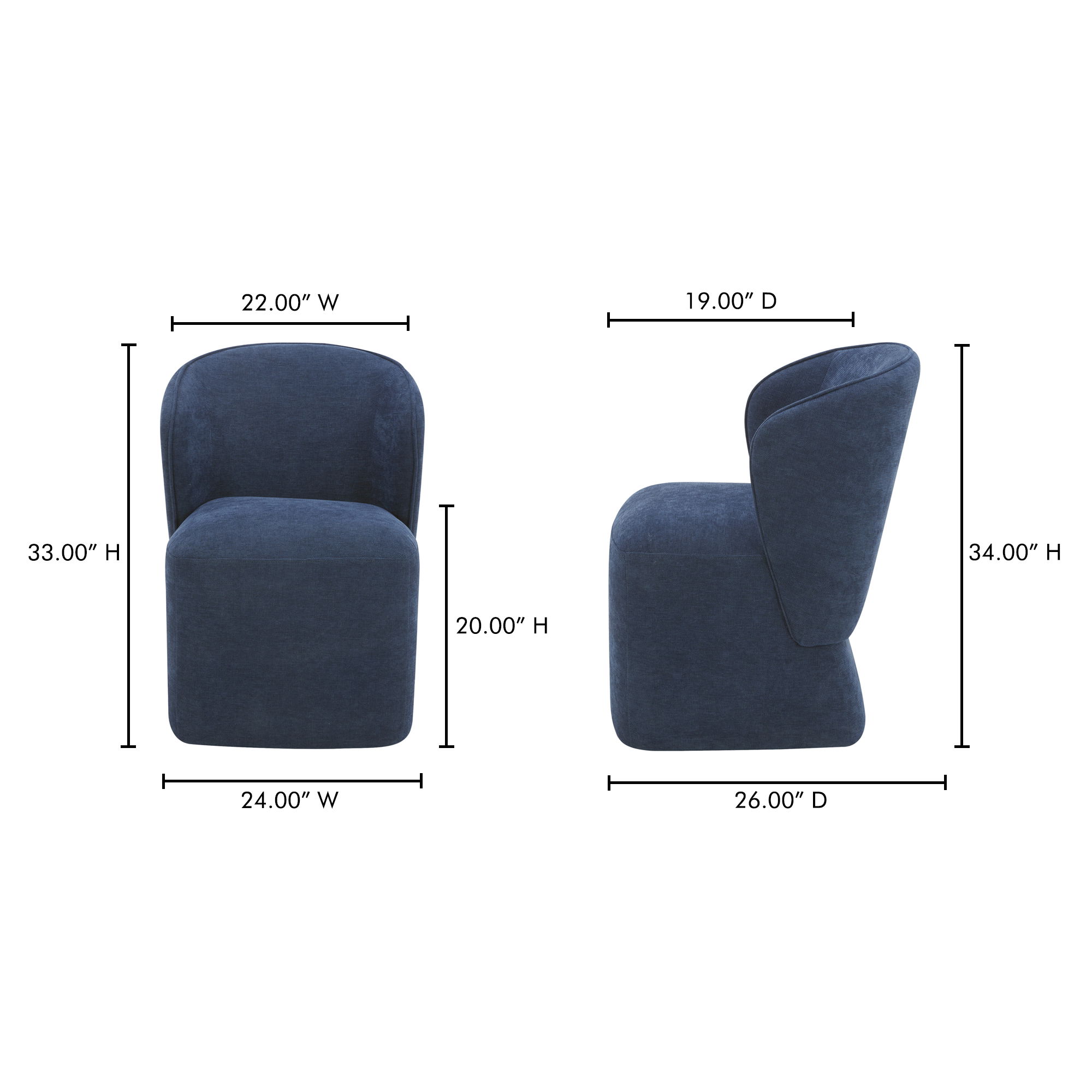 Larson Rolling Dining Chair Navy Blue large image 