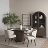 Niles Wingback Dining Side Chair | Cream Fabric with Dark Brown Wooden, Dining Chair by Mercana, 21.65" length x 25" width x 31.89" height thumbnail 4