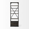 Brodie VII 32L x 22W x 94H Brown Wood Gun-Metal Bracing Four Shelf Shelving Unit, Shelving & Bookcase by Mercana, 31.5" length x 21.5" width x 94" height thumbnail 7