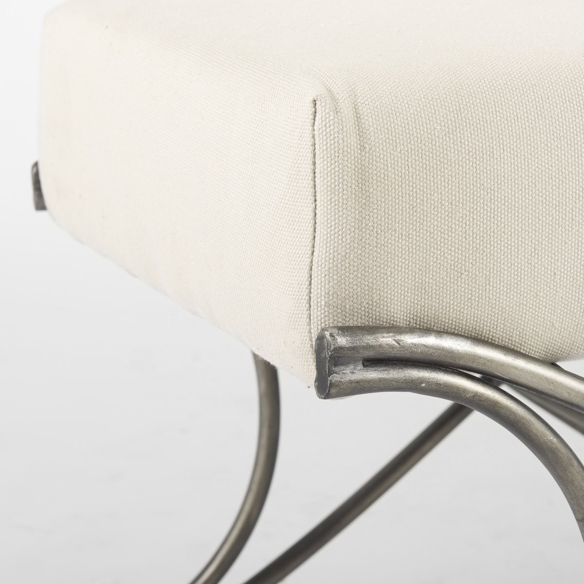 Ayla 55L x 17.6W x 18H Cream Fabric Seat with Antique Nickel Frame Bench, Benche by Mercana, 55" length x 19.75" width x 20.5" height View 8