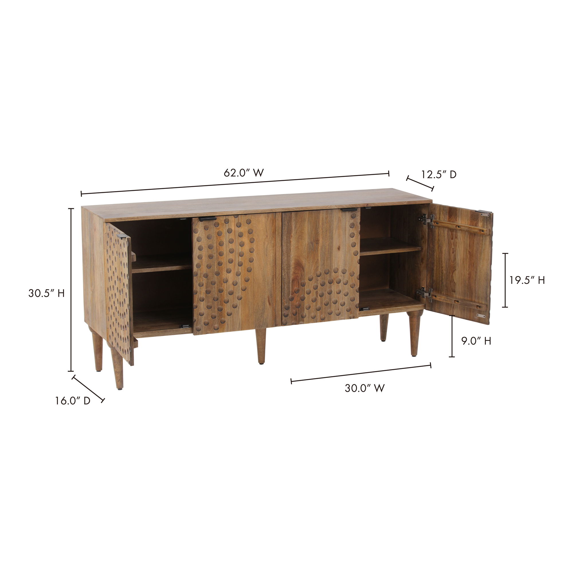Infinity Sideboard Light Grey, Cabinets & Sideboard by Moe's Home, 62" width x 30.5" height x 16" depth View 7
