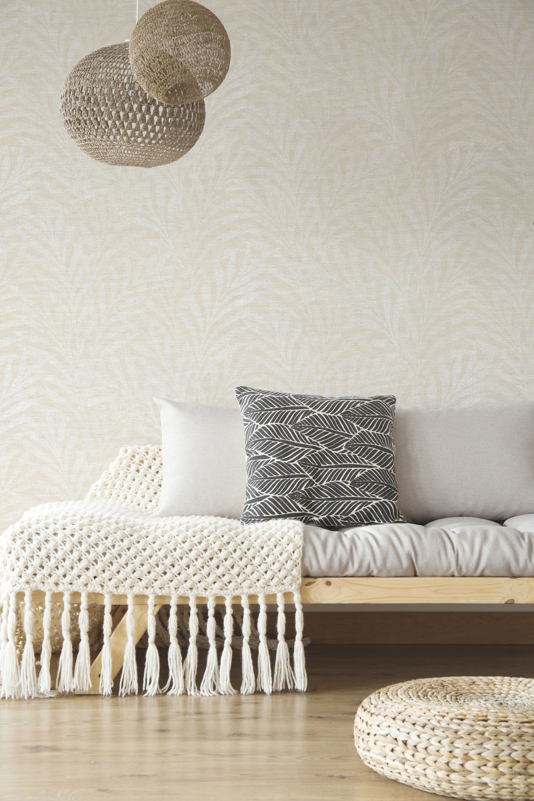 Tea Leaves Stripe Neutral Wallpaper large image 