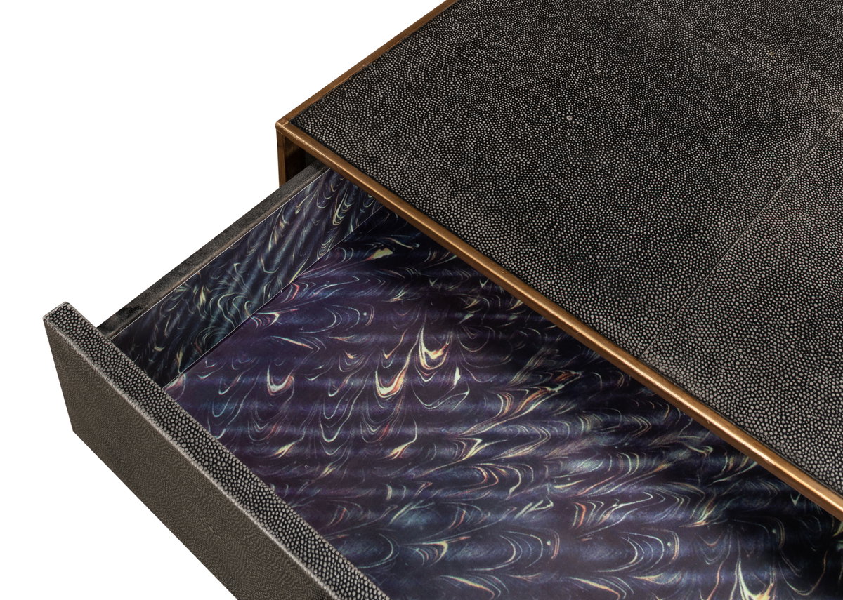 Gideon Shagreen Sq.Coffee Table Ant.Grey, by Sarreid, 4' length x 4' width x 1'5" height View 6