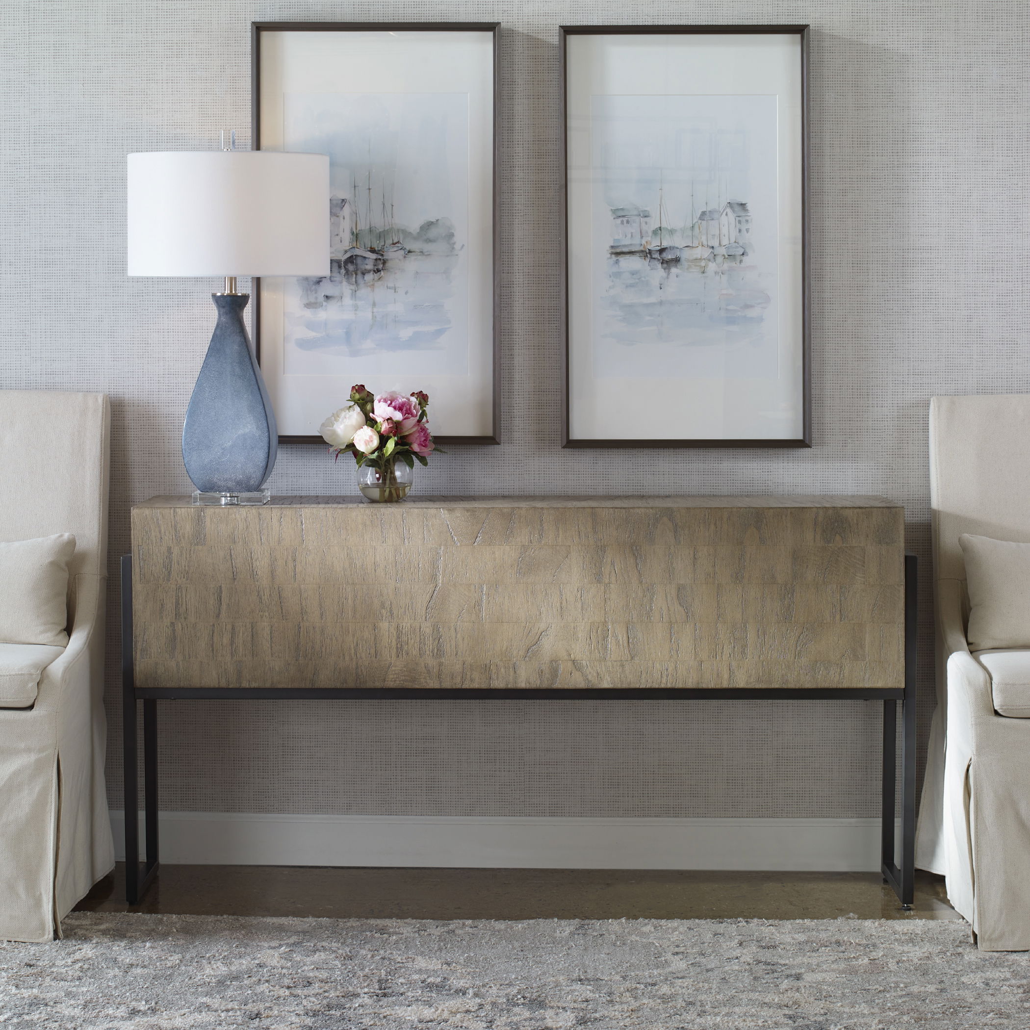 Nevis Contemporary Console Table, Furniture by Uttermost, 60" width x 31" height x 12" depth View 2