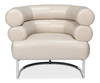 Rondo Occasional Leather Chair White, by Sarreid, 2'7" length x 3'2" width x 2'6" height thumbnail 2
