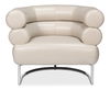 Rondo Occasional Leather Chair,White, Seating by Sarreid, 38" length x 31" width x 30" height thumbnail 2
