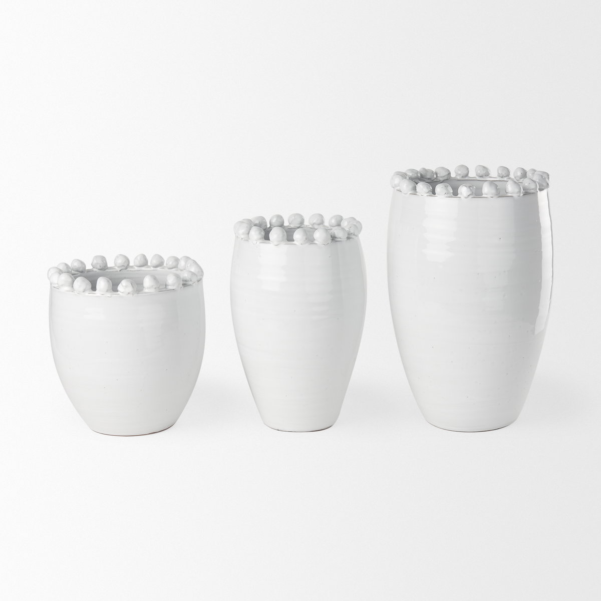 Basin Medium Off-White Glazed Vase, by Mercana, 7.28" length x 7.28" width x 11.22" height View 10