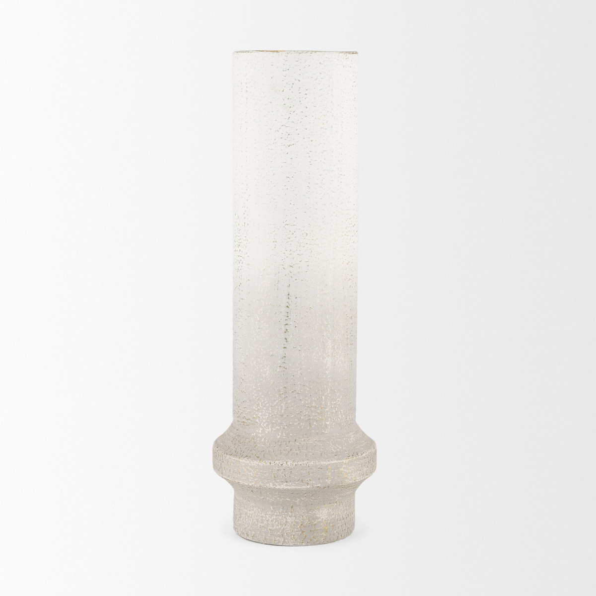 Tovah Tall Textured White with Gold Metal Vase, by Mercana, 6.69" length x 6.69" width x 19.49" height View 4