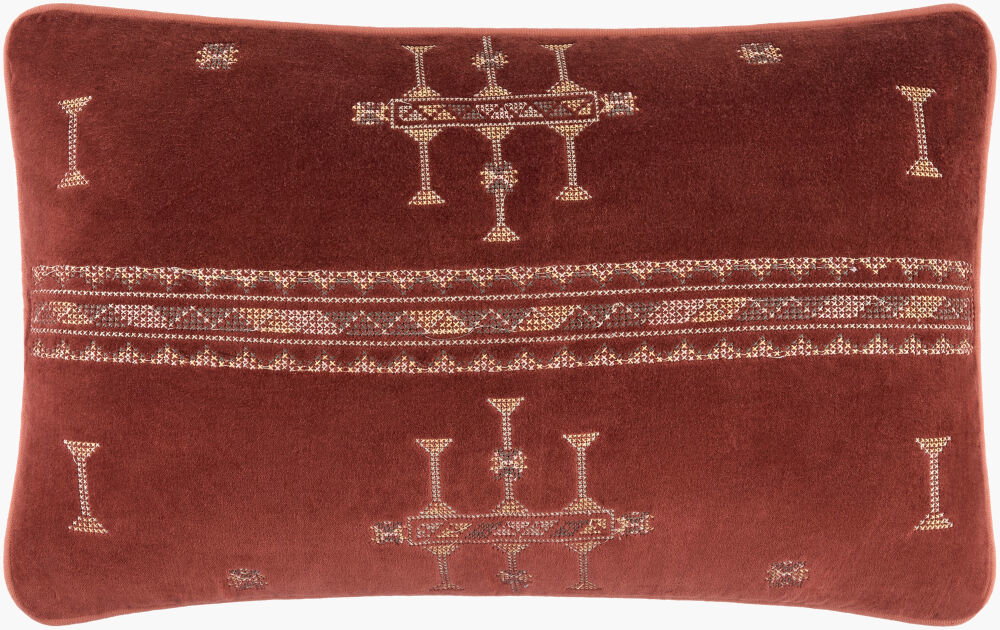 Velour Lumbar Pillow, Decorative Pillow by Surya, 13" length x 21" width