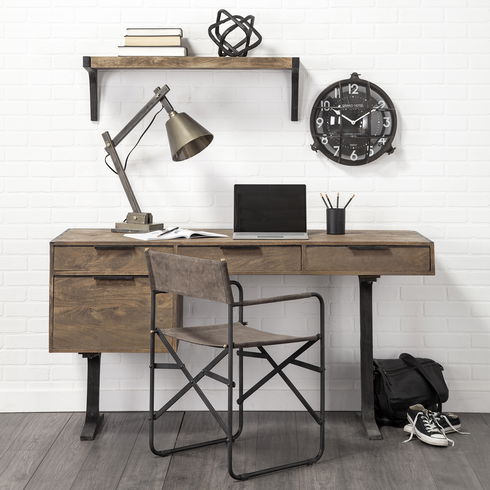 Direttore 19.25L x 20W x 31H  Brown/Gray Suede with Metal Frame Dining Chair