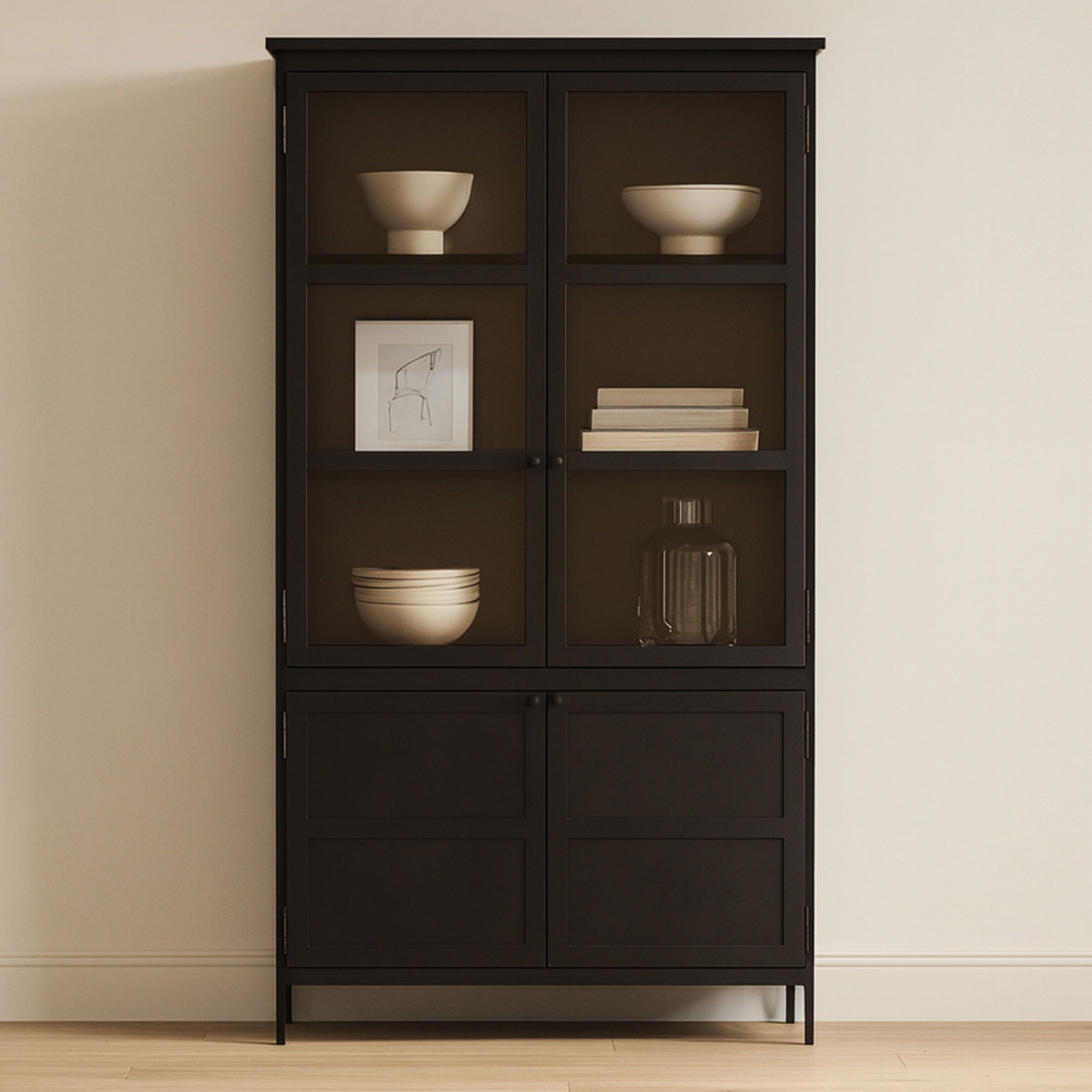 Henry Metal Tall Cabinet Black, Cabinets & Sideboard by Moe's Home, 48.5" width x 78" height x 17.5" depth View 8
