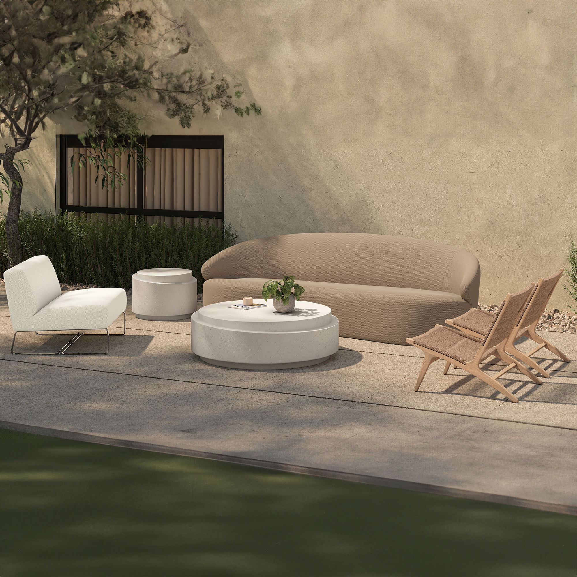 Cosmo Outdoor Accent Table Off White large image 