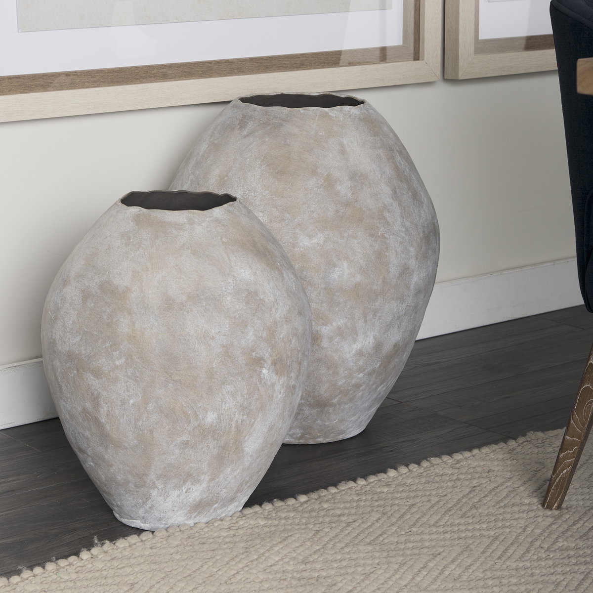 Gobi 19.75L x 24H Large Tan Ceramic Oval Vase, by Mercana, 20.5" length x 20.5" width x 23.75" height View 3