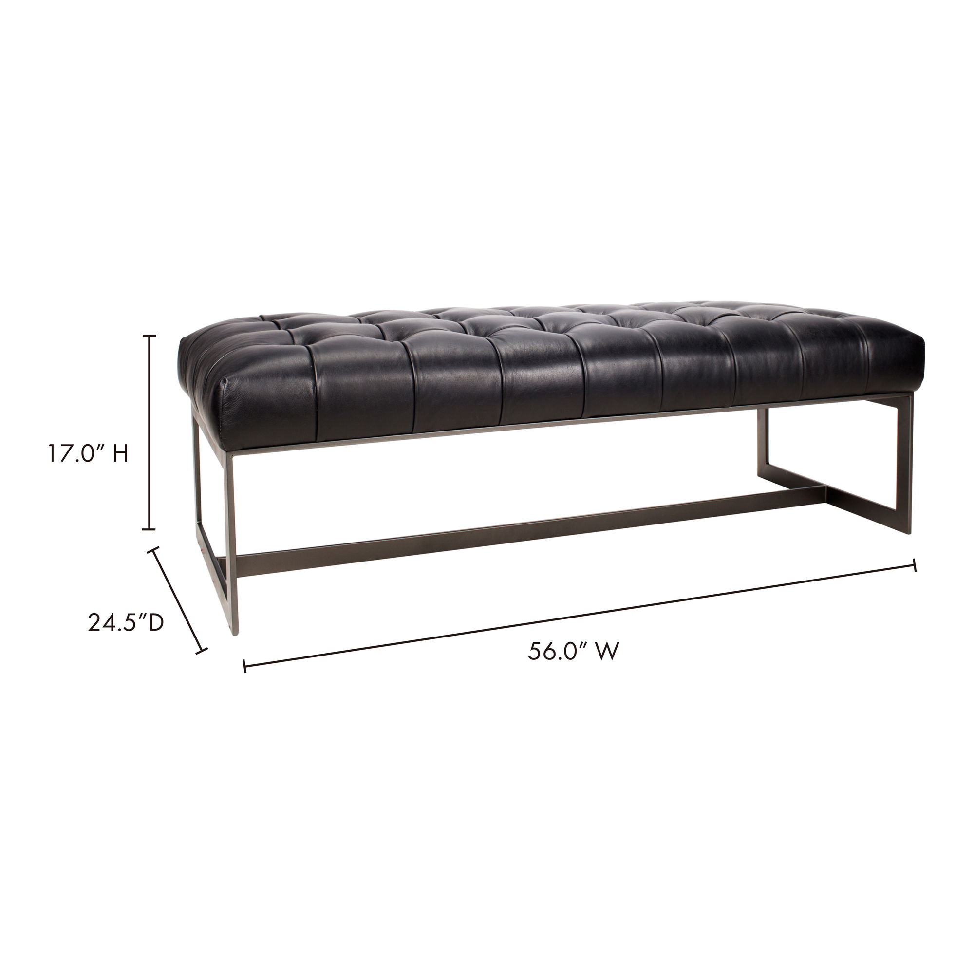 Wyatt Leather Bench Black large image 