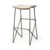 Katniss 30' Total Height Cream Fabric Seat Gold Metal Frame Bar Stool, Counter & Bar Stool by Mercana, 16" length x 16" width x 30" height thumbnail 1