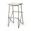Katniss Backless 30in Seat Bar Stool | Cream Fabric with Gold Metal, Counter & Bar Stool by Mercana, 16" length x 16" width x 30" height thumbnail 1
