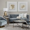 James II Gray Blue Velvet Covered Seat w Gold Swivel Base Accent Chair thumbnail 1