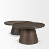 Takoda Dark Brown Wood Tapered Drum Nesting Coffee Tables, by Mercana, 36" length x 36" width x 14" height thumbnail 7