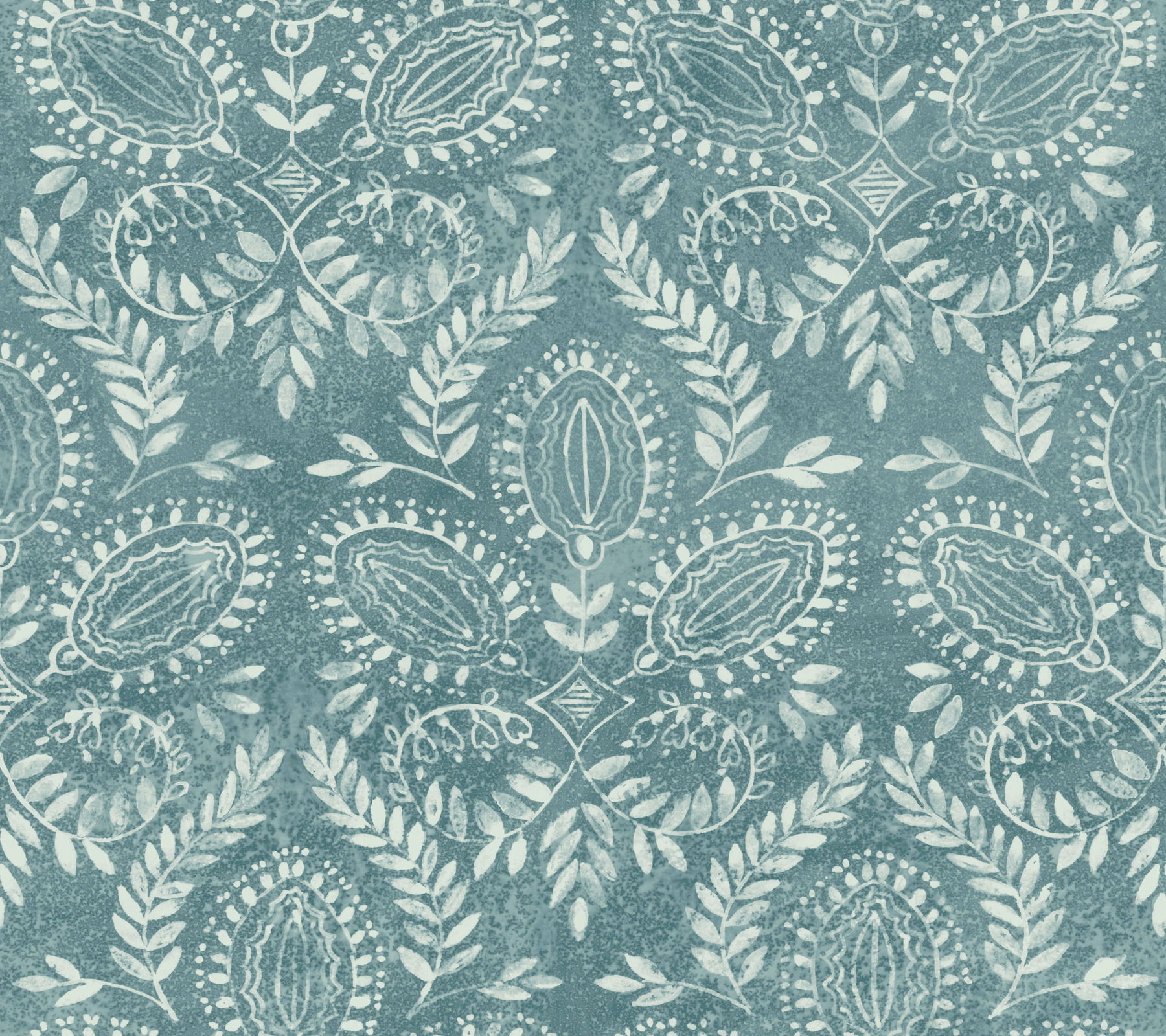 Laurel Damask Teal Wallpaper large image 